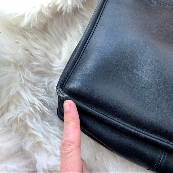 Vintage Coach Medium Black Leather Station Satchel - Picture 14 of 16